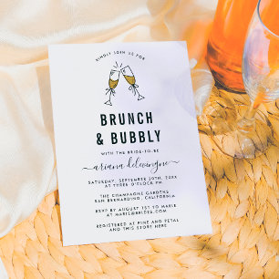 Invitación Brunch y Burbujas para Bridal Shower con Copas de