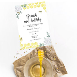 Invitación Brunch y burbujas - tema de abeja para despedida d