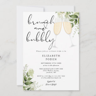 Invitación Brunch y burbujeante bridal shower de vegetación