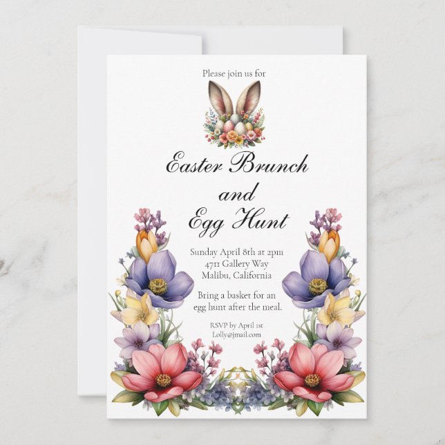 Invitación Brunch y caza de Pascua (Anverso)