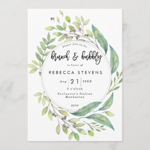 Invitación brunch y ducha de bridas verde