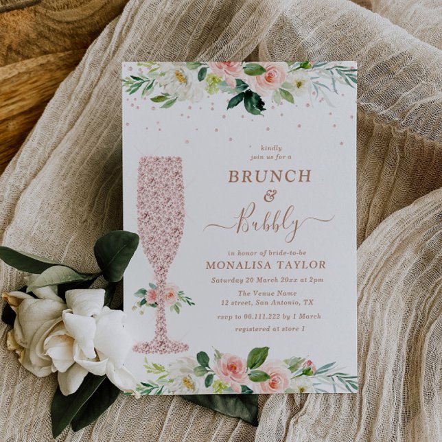 Invitación brunch y ducha de novia florida y rubia (Subido por el creador)