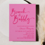 Invitación Brunch y Fiesta de brunch de cumpleaños rosado y b<br><div class="desc">¡Esta es una invitación para un brunch Minimalista brunch caliente y moderno de cumpleaños!</div>