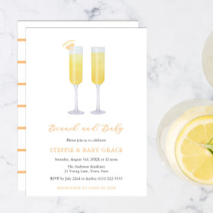 Invitación Brunch y Mimosas para Bebés Fiesta de Revelación d