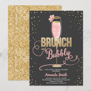 Invitación Brunch y oro nupcial burbujeante Champán de Rubor