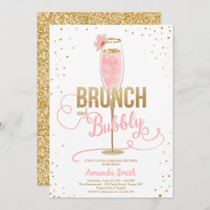 Invitación Brunch y oro nupcial burbujeante Champán de Rubor