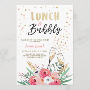 Invitación Brunch y oro nupcial burbujeante Champán del rosa