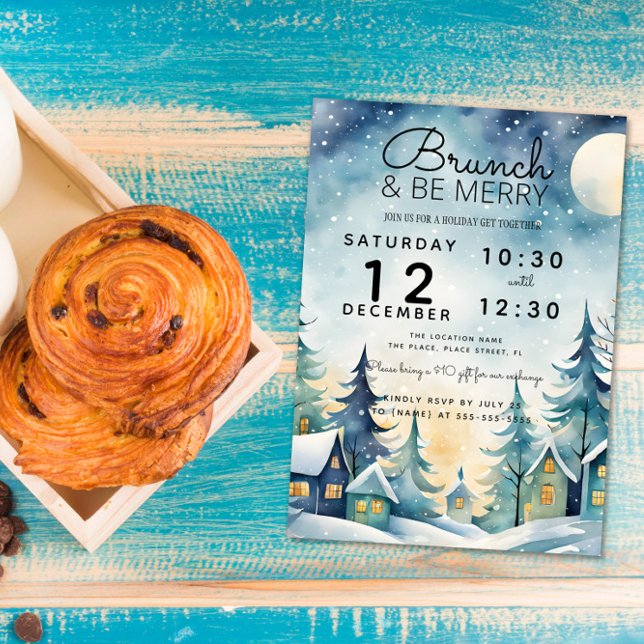 Invitación brunch y ser feliz fiesta de Navidad almuerzo de g (Subido por el creador)
