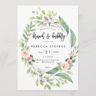 Invitación brunch y vegetación bulliciosa ducha de novia