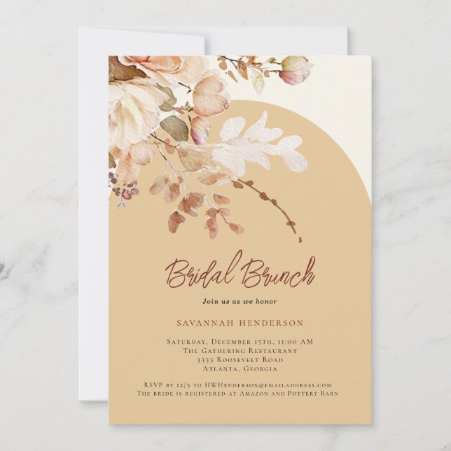 Invitación Brunchador nupcial neutro cálido Brunch Floral Bri (Anverso)