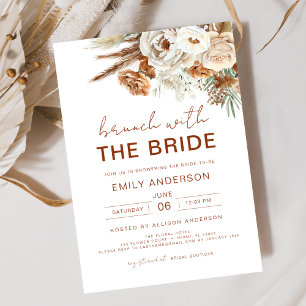 Invitación Brunéi con ducha de novias de pampas de novias