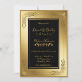 Invitación Brunéi de borde de encaje de orilla de oro negro y