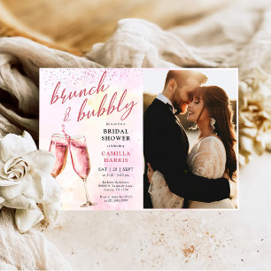 Invitación Brunéi De Champagne Rosa Y Ducha De Brigada Buble
