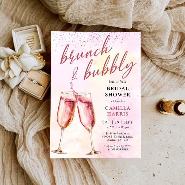 Invitación Brunéi De Champagne Rosa Y Ducha De Brigada Buble (Subido por el creador)