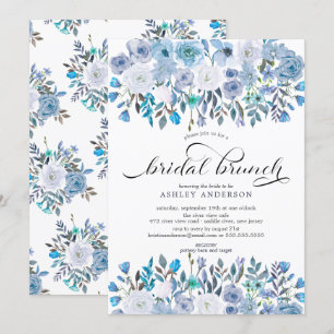 Invitación Brunéi de ducha azul floral nupcial