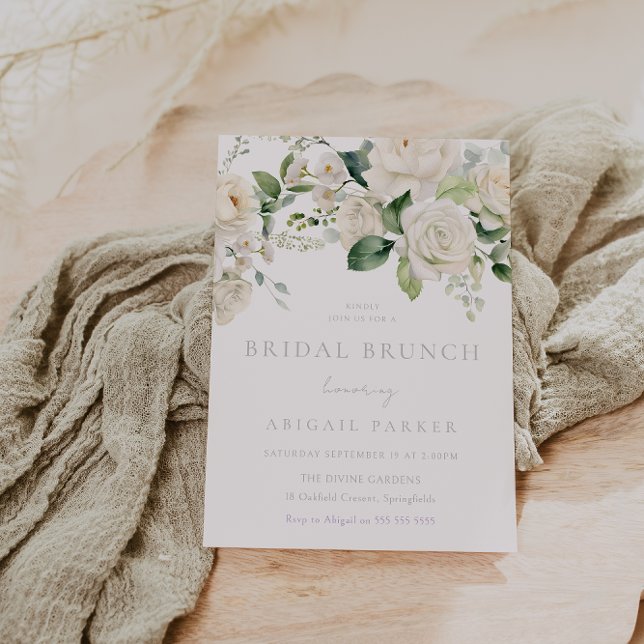 Invitación Brunéi de ducha de novia con rosas blancas y salvi (Subido por el creador)