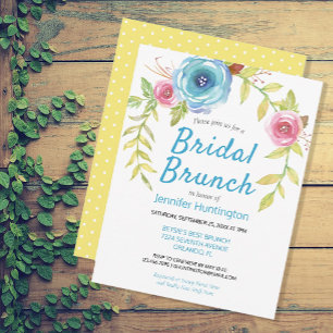 Invitación Brunéi de ducha de novia floral azul bonito