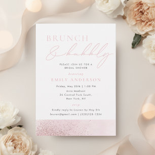 Invitación Brunéi de ducha de novia rosa Rubor y burbuja