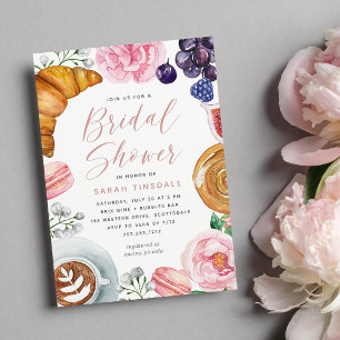 Invitación Brunéi de ducha de novias Peony con flores rosadas