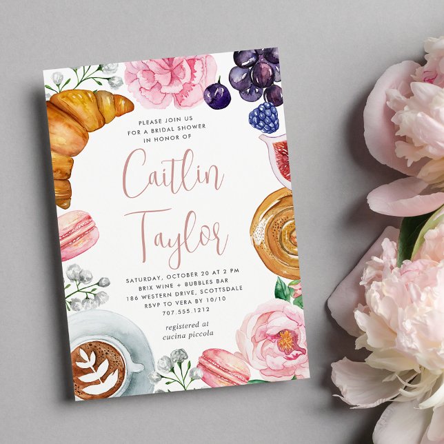 Invitación Brunéi de ducha de novias Peony con flores rosadas (Subido por el creador)