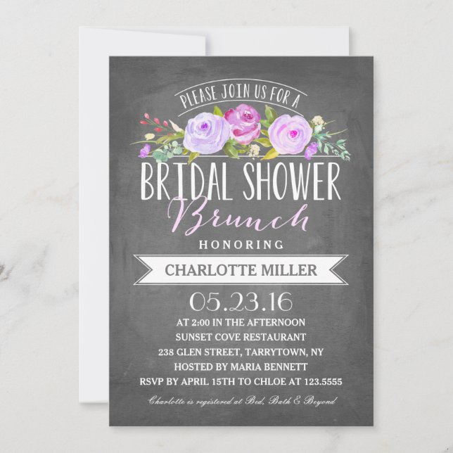 Invitación Brunéi de ducha nupcial| Ducha nupcial (Anverso)