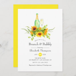 Invitación Brunéi de girasoles y ducha de novias con burbujas