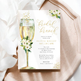 Invitación Brunéi de novia floral de oro y blanco de vidrio d