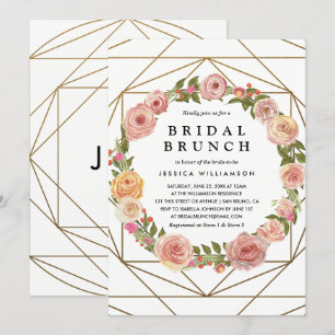 Invitación Brunéi de novia geométrica floral de color de agua