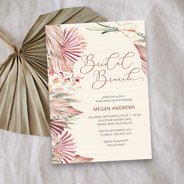 Invitación Brunéi de novias Boho Palm Dried Tropical (Bridal Brunch invitation from my Boho Palm Bridal Shower Collection)