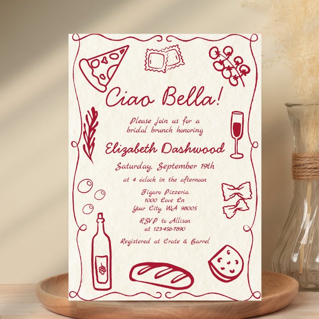 Invitación Brunéi de novias caoba de color rojo retro (Subido por el creador)