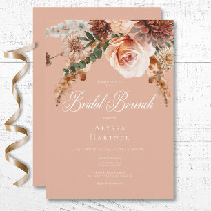 Invitación Brunéi de Novias de Boho Peach & Rust Floral Peach