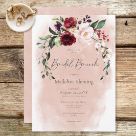 Invitación Brunéi de novias de Borgoña Rústica y Rosas Rosa R
