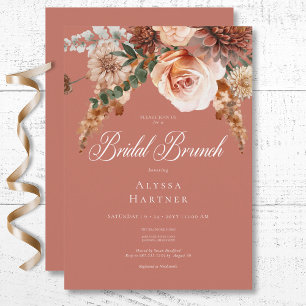 Invitación Brunéi de Novias de Buho Peach y Rust Floral