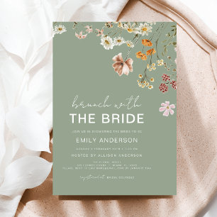Invitación Brunéi de Novias de Flor Silvestre Sage Green Boho