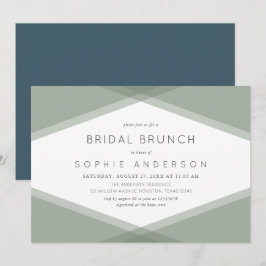 Invitación Brunéi de Novias de Sage Layered Geométrico & Blue