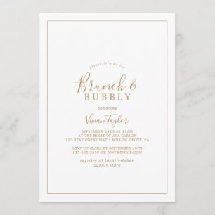 Invitación Brunéi de oro minimalista y ducha de novia burbuje