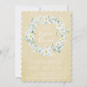 Invitación Brunéi de Pascua Amarillo + Floral Blanco