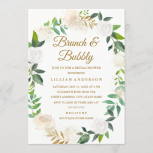Invitación Brunéi dorado con flores y ducha bucal