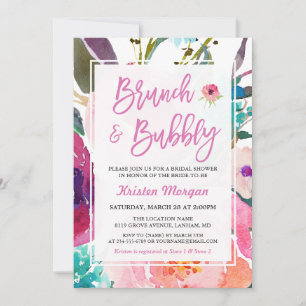 Invitación Brunéi floral acuático y ducha de novia burbujeant