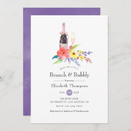 Invitación Brunéi floral acuático y ducha de novia burbujeant