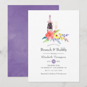 Invitación Brunéi floral acuático y ducha de novia burbujeant