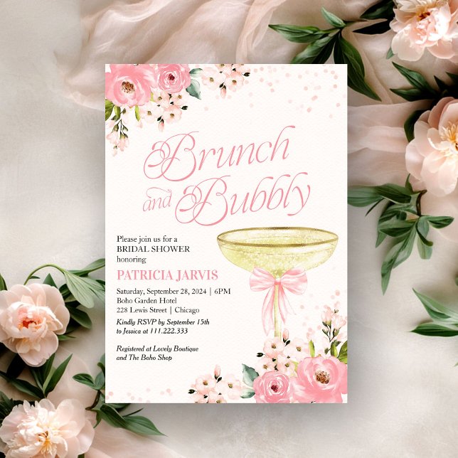 Invitación Brunéi Floral De Bow Rosa Y Ducha De Novias De Bub (Subido por el creador)