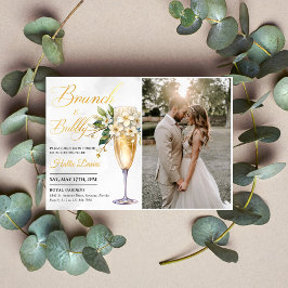 Invitación Brunéi Floral De Champagne Y Ducha De Novias Bubbl