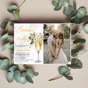 Invitación Brunéi Floral De Champagne Y Ducha De Novias Bubbl