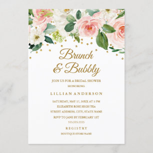 Invitación Brunéi Floral De Color Dorado Rosa Y Bubbly