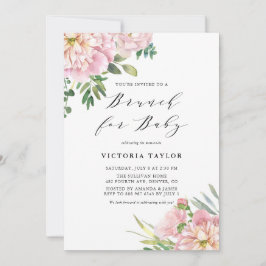 Invitación Brunéi floral para bebé de Rosas de color rosa Rub