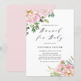 Invitación Brunéi floral para bebé de Rosas de color rosa Rub