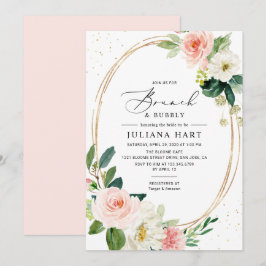 Invitación Brunéi floral rosa de Rubor geométrico y ducha de 