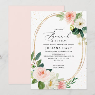 Invitación Brunéi floral rosa de Rubor geométrico y ducha de
