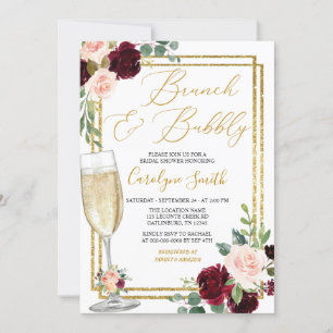 Invitación Brunéi Floral Rosa De Rubor Y Ducha De Novias De B